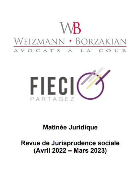 Télécharger le document de présentation de la Matinale juridique du 5 mai 2023 - Revue de Jurisprudence sociale ( avril 2022 - mars 2023 )