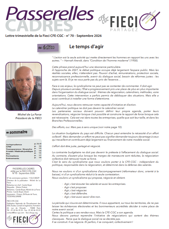Jurisprudence p. 3 à 9
CPM p. 10
Transparence / Branche p. 13
A noter / Matinale juridique p. 14
FAJ p. 15
Formations p. 17
Evènements p. 19
